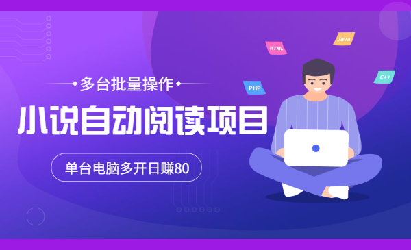 小说自动阅读项目，单台电脑多开日赚80，多台批量操作